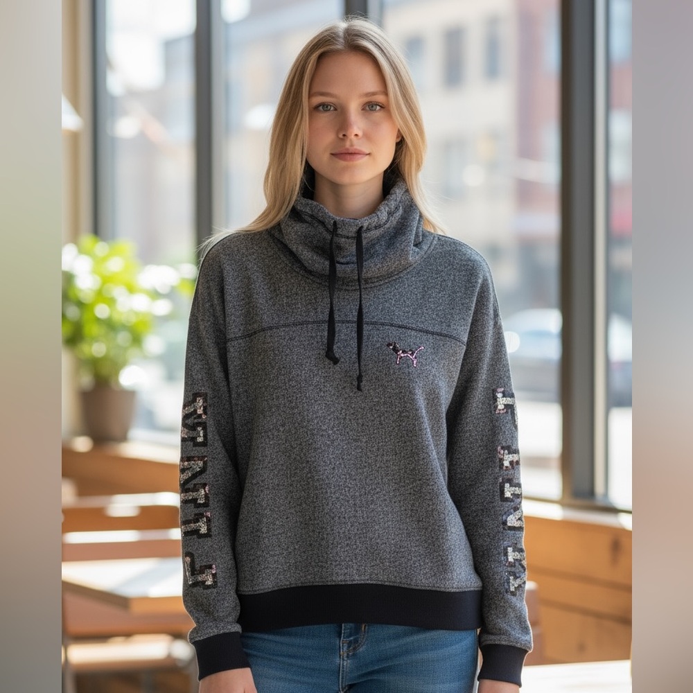 PINK Fashion show LE Bling cowlneck M